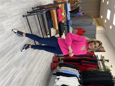 Pembe Yarım Balıkçı Yaka Pencereli  Triko Bluz