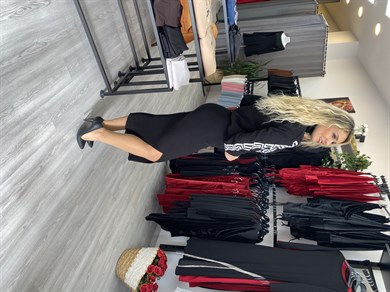 Siyah Triko Elbise Kazak Takım