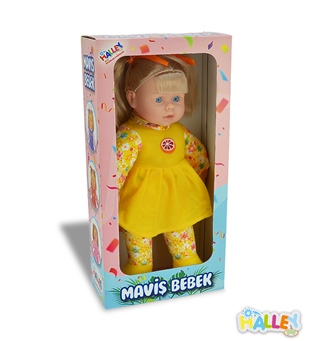 Elbiseli Maviş Bebek 40 Cm Sarı