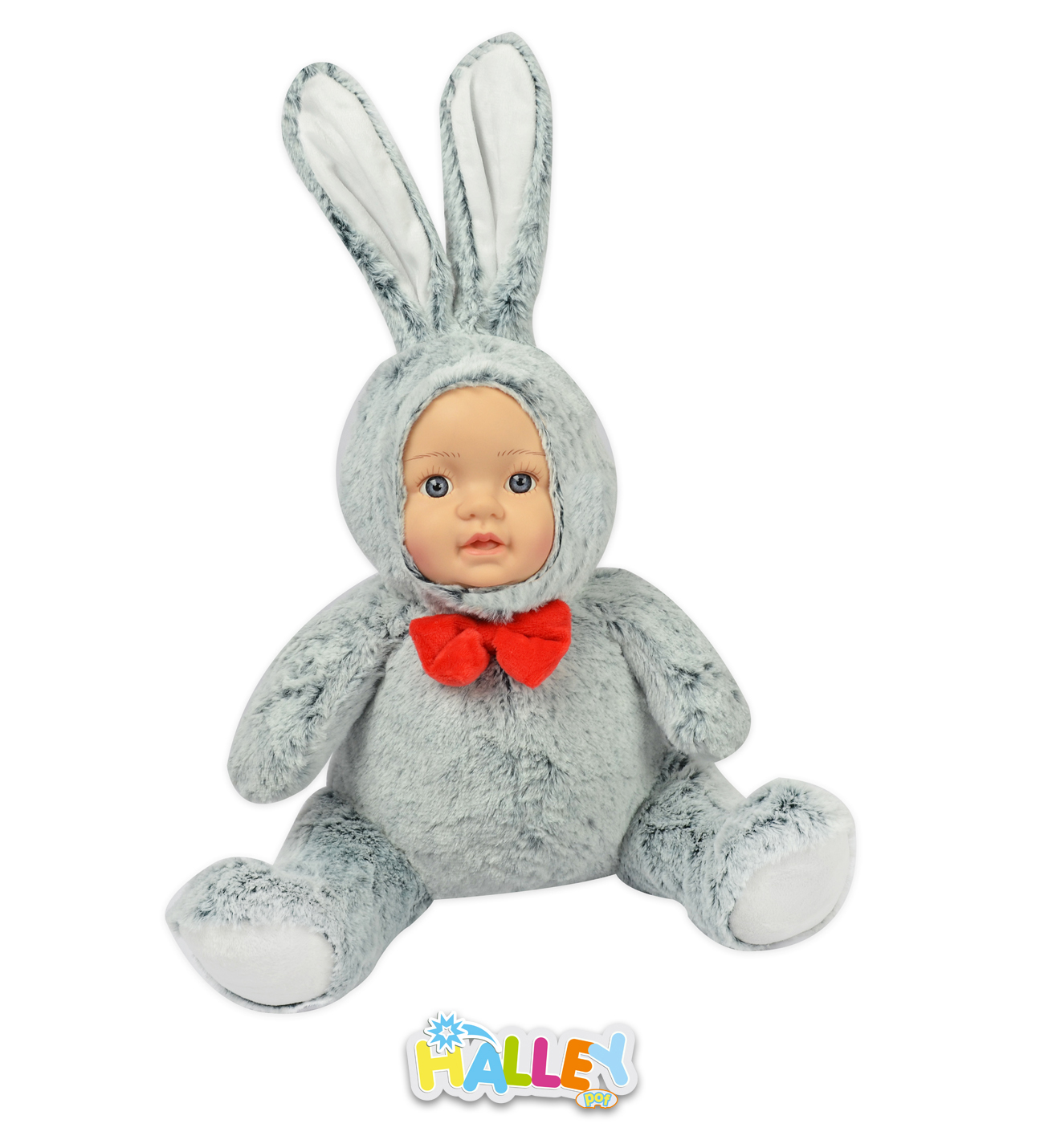 Bebek Yüzlü Peluş Tavşan 45 Cm Gri | Halley Oyuncak
