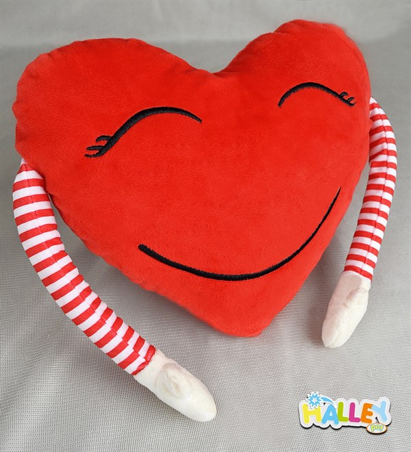 Halley Oyuncak Peluş Kollu Kalp Yastık 20 Cm Kırmızı
