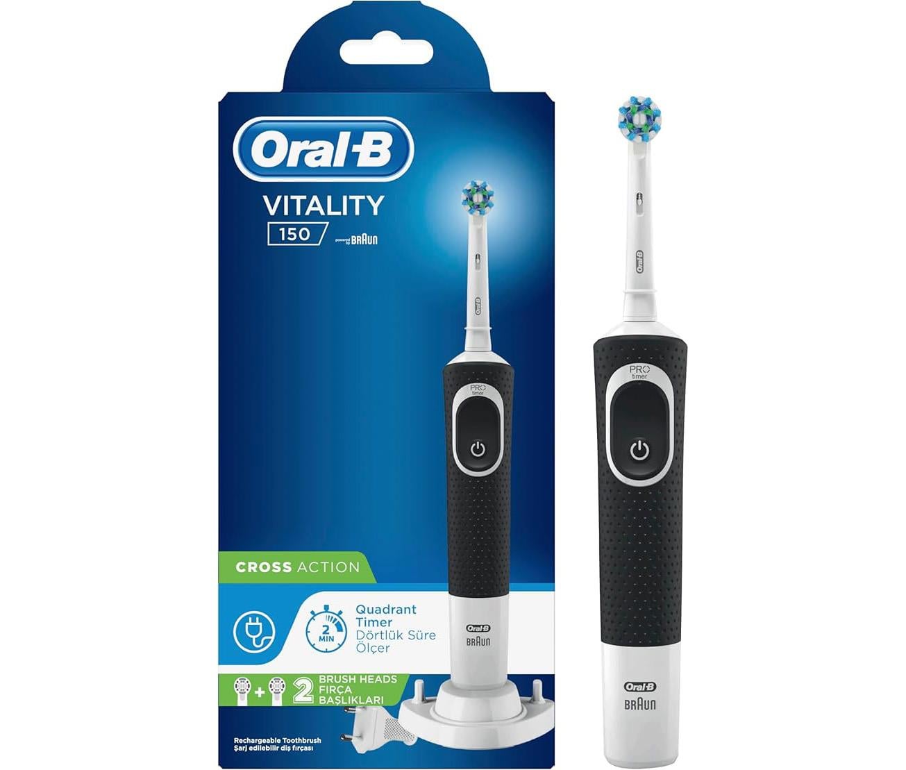 Oral-B Vitality D150 Cross Action Siyah Şarjlı Diş Fırçası
