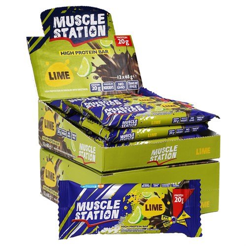 Muscle Station High Protein Bar Lime 65 g x 12 Adet