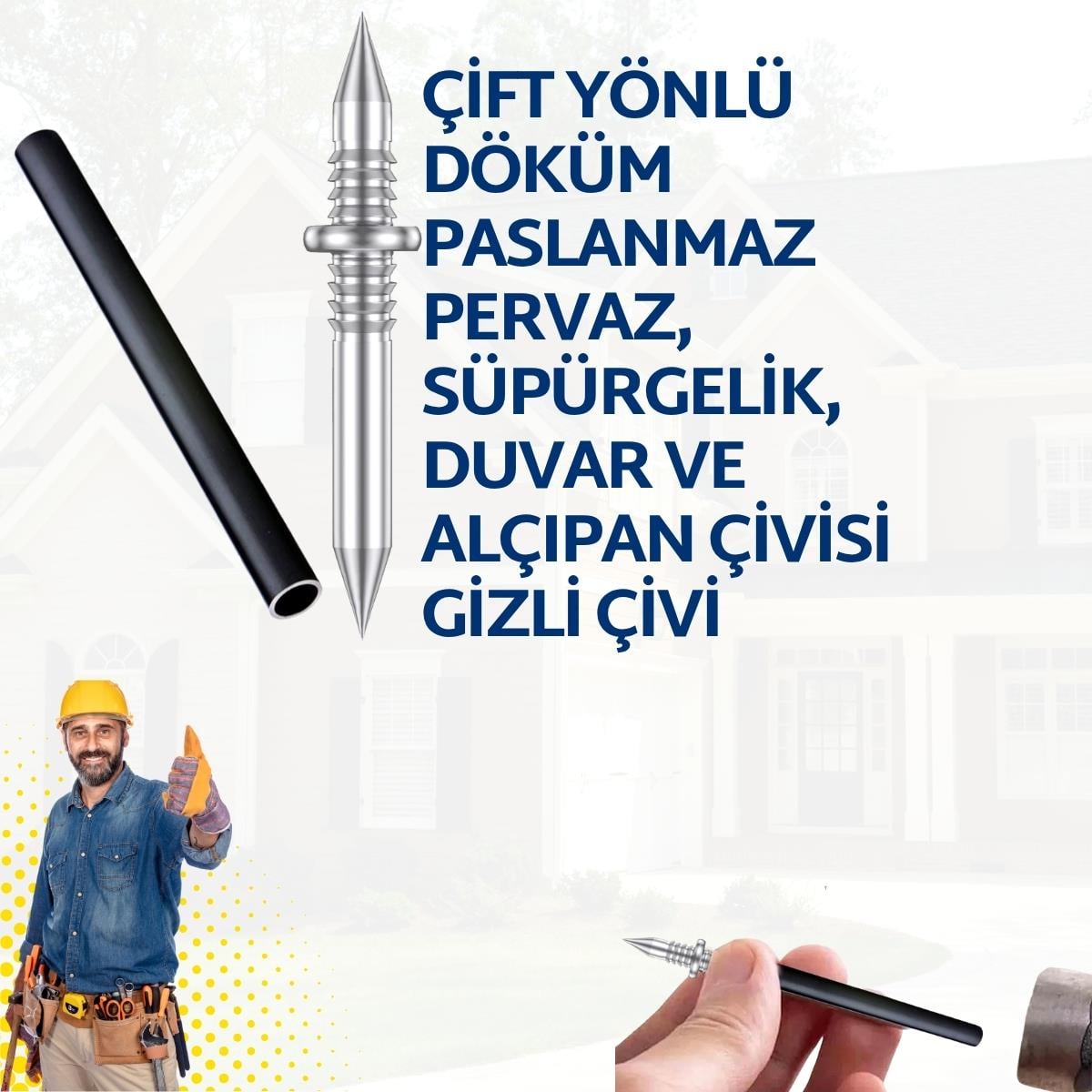 ÇELİK ÇİFT YÖNLÜ PERVAZ SÜP.DVR. ALÇIPAN ÇİVİSİ PK