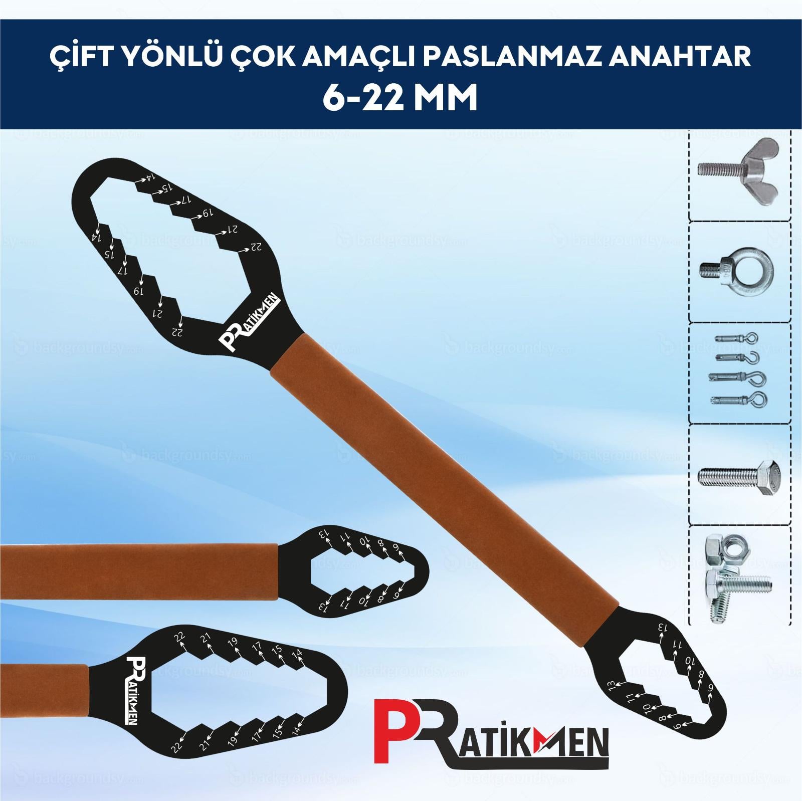 ÇİFT YÖNLÜ ÇOK AMAÇLI PASLANMAZ ANAHTAR