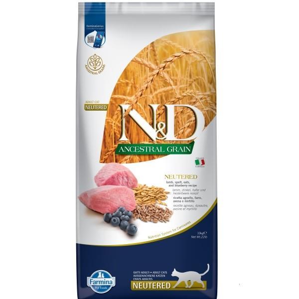 N&D Düşük Tahıllı Kısırlaştırılmış Kedi Maması Kuzu Etli Yaban Mersinli 10 Kg