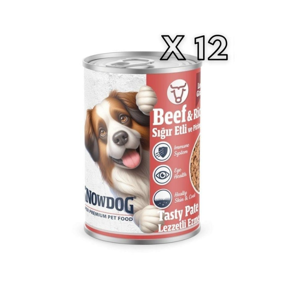 Snow Dog Premium Kıyılmış Sığırlı Yetişkin Köpek Konservesi 400 Gr 12li Paket