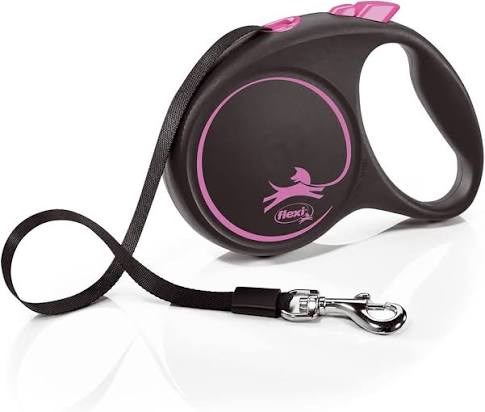 Flexi Black Design Otomatik Şerit Köpek Gezdirme Kayışı 5m-L-Pembe