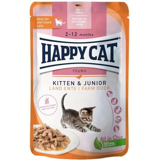 Happy Cat Yavru Kedi Yaş Maması Ördekli 85 Gr