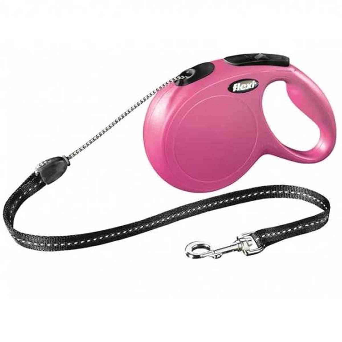 Flexi New Classic Otomatik İp Köpek Gezdirme Tasması 3m-Xs-Pembe