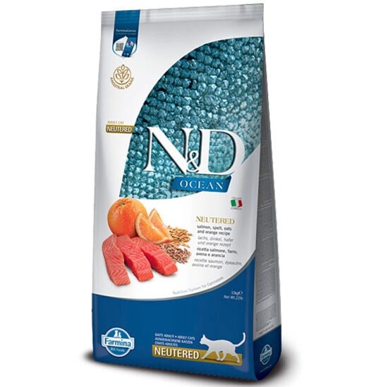 N&D Ocean Düşük Tahıllı Kısırlaştırılmış Kedi Maması Somonlu Portakallı 10 Kg