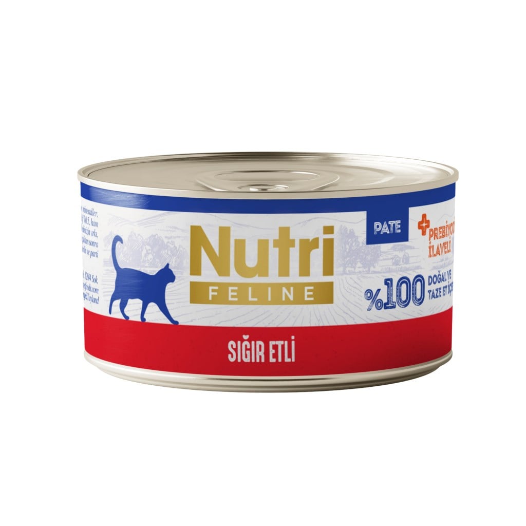 Nutri Feline Sığır Etli Tahılsız Prebiyotik İlaveli Ezme Yetişkin Kedi Konservesi 70gr