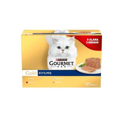 Gourmet Gold Kıyılmış Karışık Çeşitli Yetişkin Kedi Konservesi 12x85gr (12 AL 9 ÖDE)
