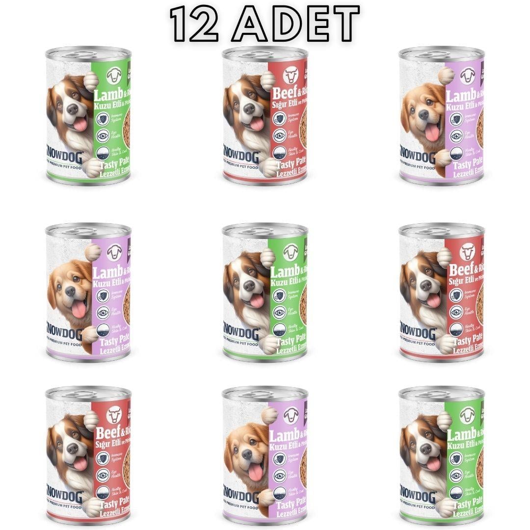 Snow Dog Premium Kıyılmış Karışık Yetişkin Köpek Konservesi 400 Gr 12li Paket