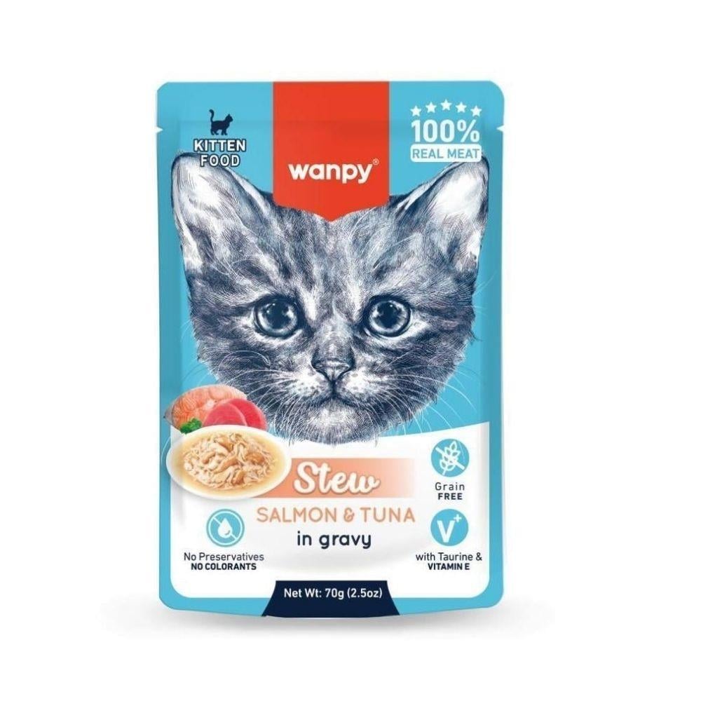 Wanpy Pouch Ton Balıklı Somonlu Yavru Yaş Kedi Maması 70g
