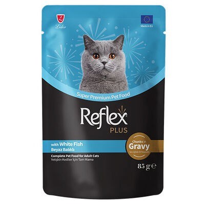 Reflex Plus Gravy Soslu Kedi Yaş Maması Beyaz Balıklı 85 Gr