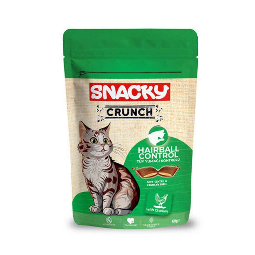 Snacky Kedi Crunch Ödül Hairball Control Tavuk 60gr