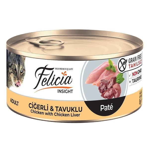 Felicia Tahılsız Ciğerli-Tavuklu Kıyılmış Kedi Konserve 85 Gr