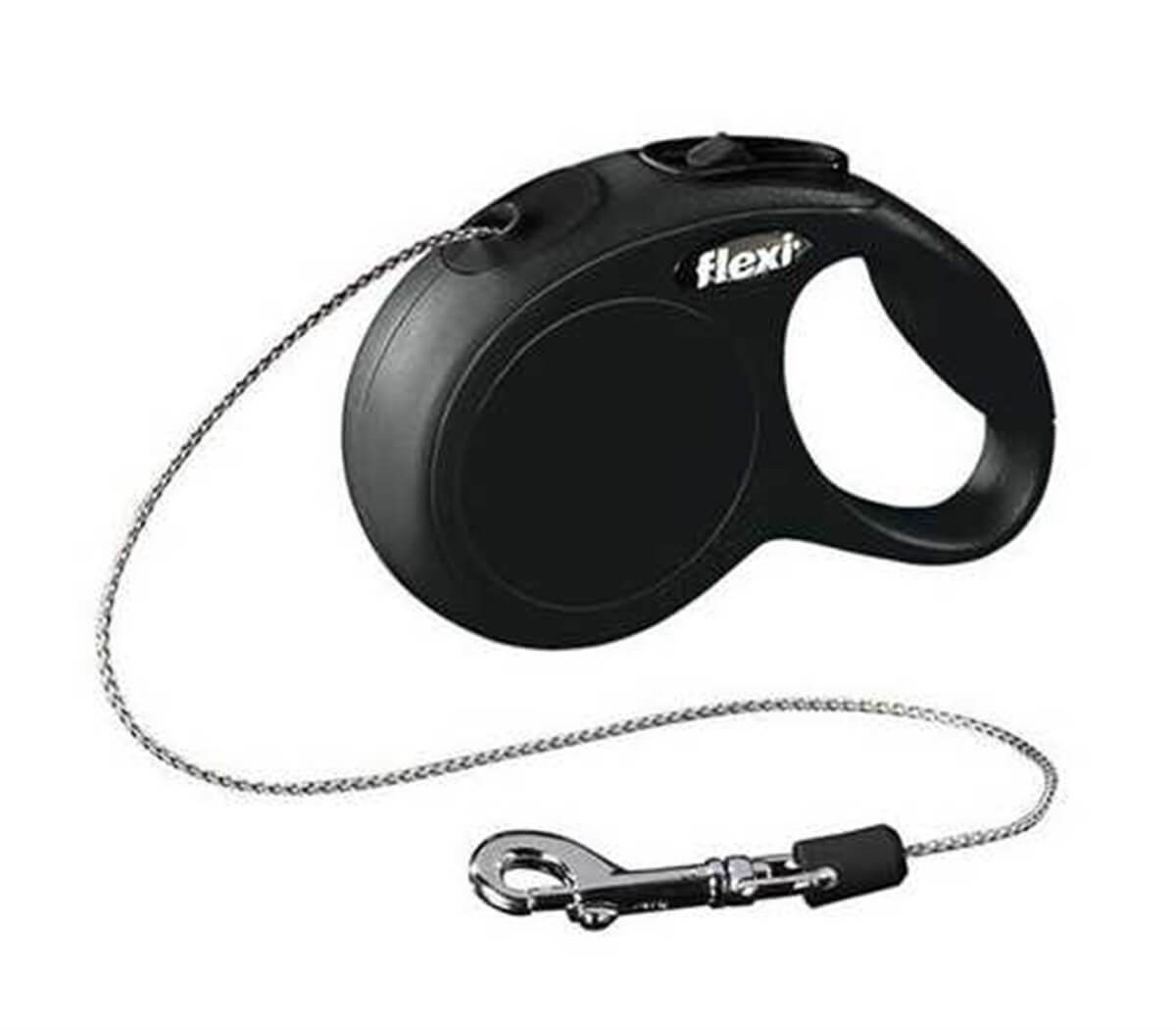 Flexi New Classic Otomatik İp Köpek Gezdirme Kayışı 5m-S-Siyah