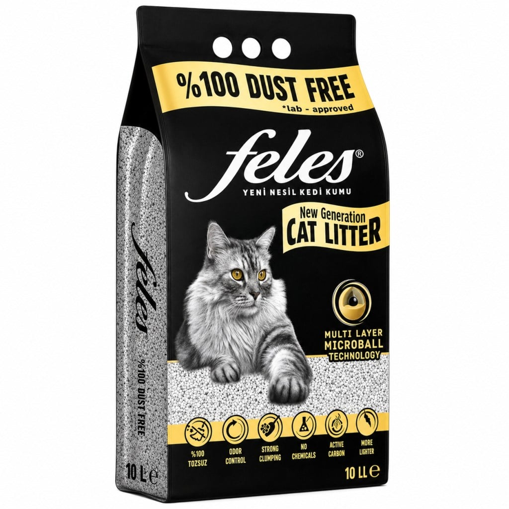 Feles Doğal Topaklanan Tozsuz Kedi Kumu 10 Lt