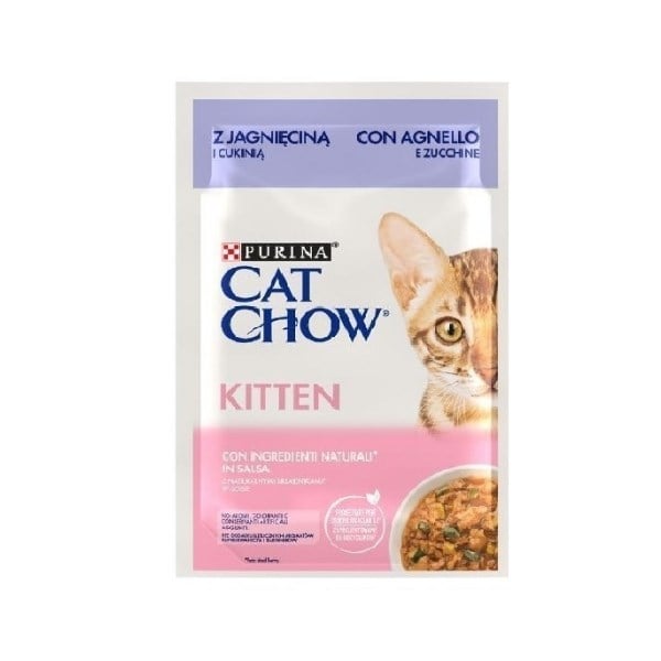 Cat Chow Sos İçinde Kuzu Etli ve Kabaklı Yavru Kedi Yaş Maması 85gr
