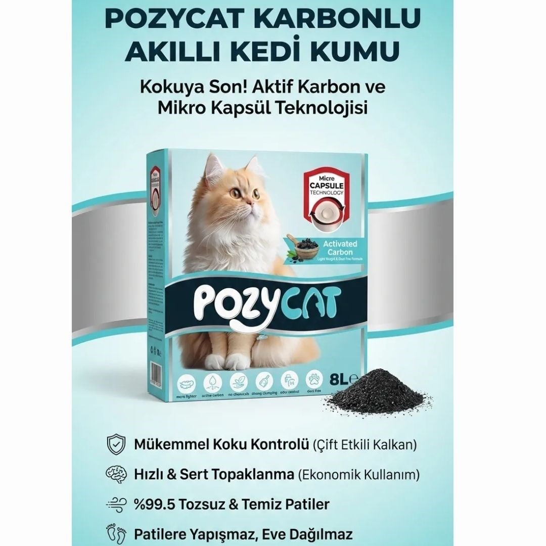 Pozy Cat Karbonlu Akıllı Kedi Kumu 8 L