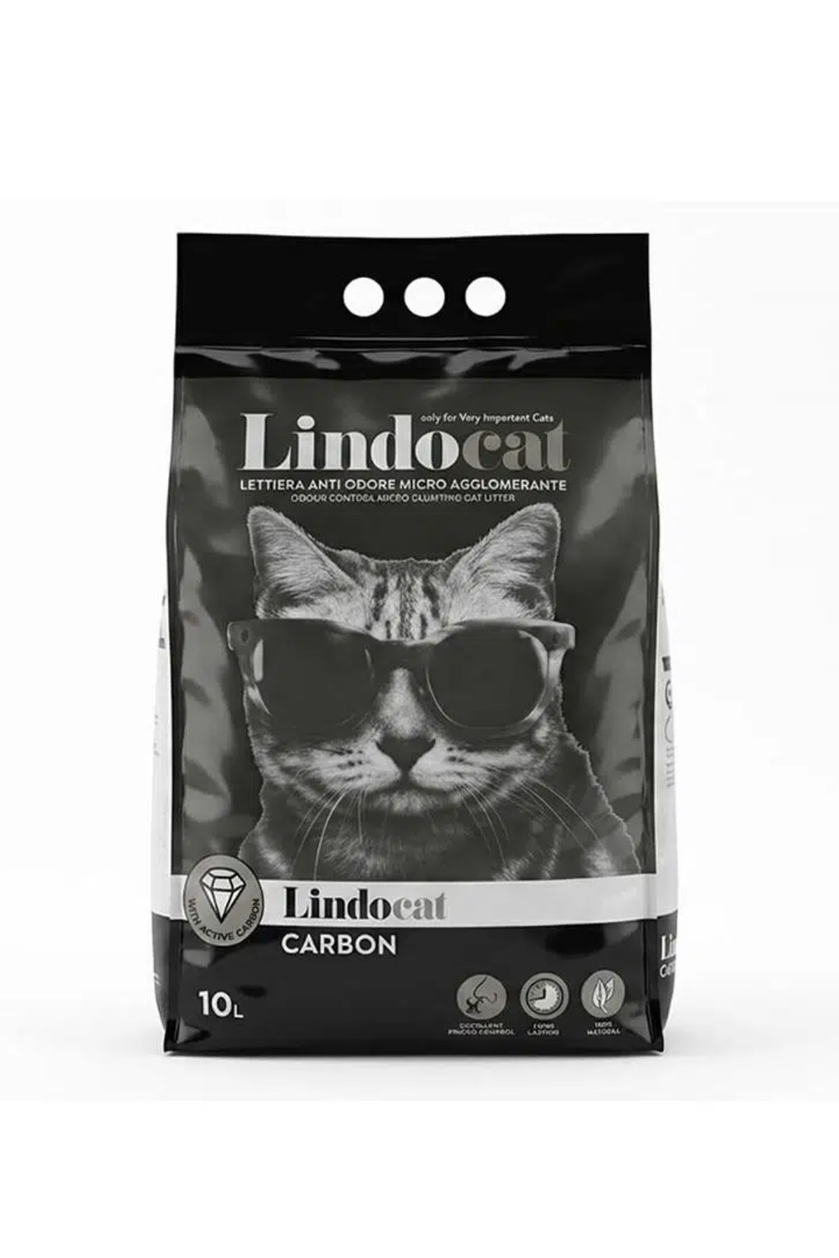 Lindocat Carbon Ekstra Güçlü Topaklanan Beyaz Bentonit Kedi Kumu 10lt