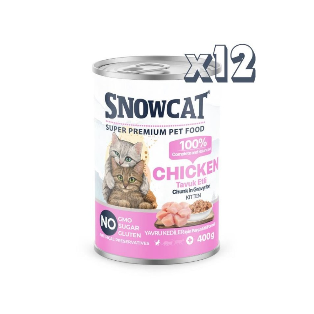 Snow Cat Premium Parça Etli Yavru Kedi Konservesi Tavuklu 12x400 Gr