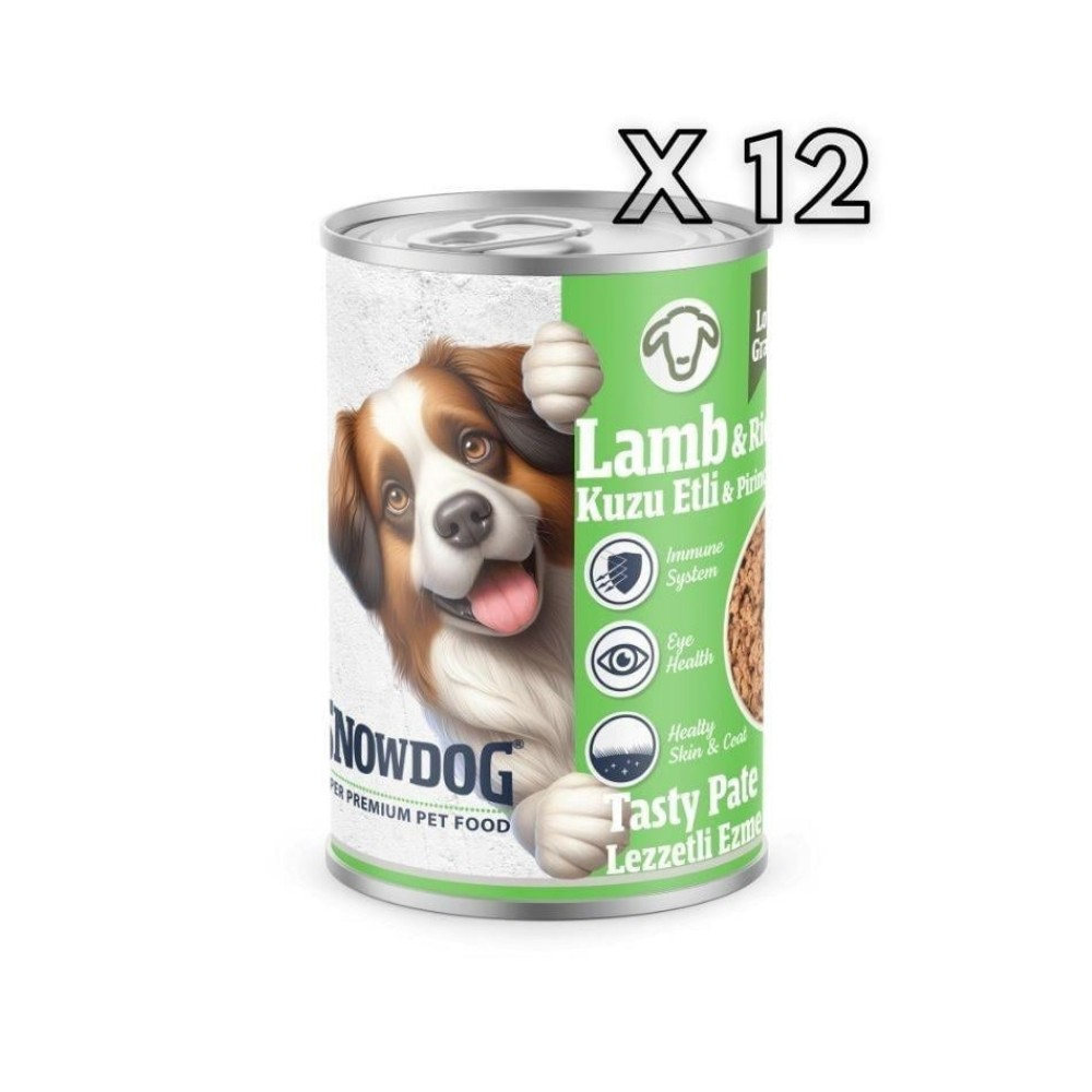 Snow Dog Premium Kıyılmış Kuzulu Yetişkin Köpek Konservesi 400 Gr 12li Paket