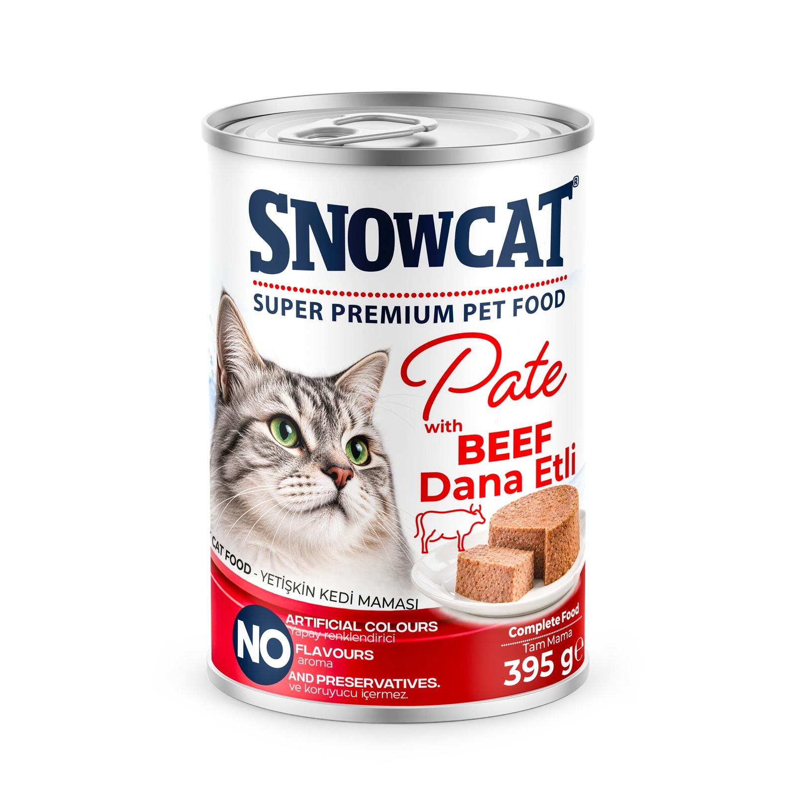 Snow Cat Premium Kıyılmış Sığır Etli Yetişkin Kedi Konservesi 395 Gr