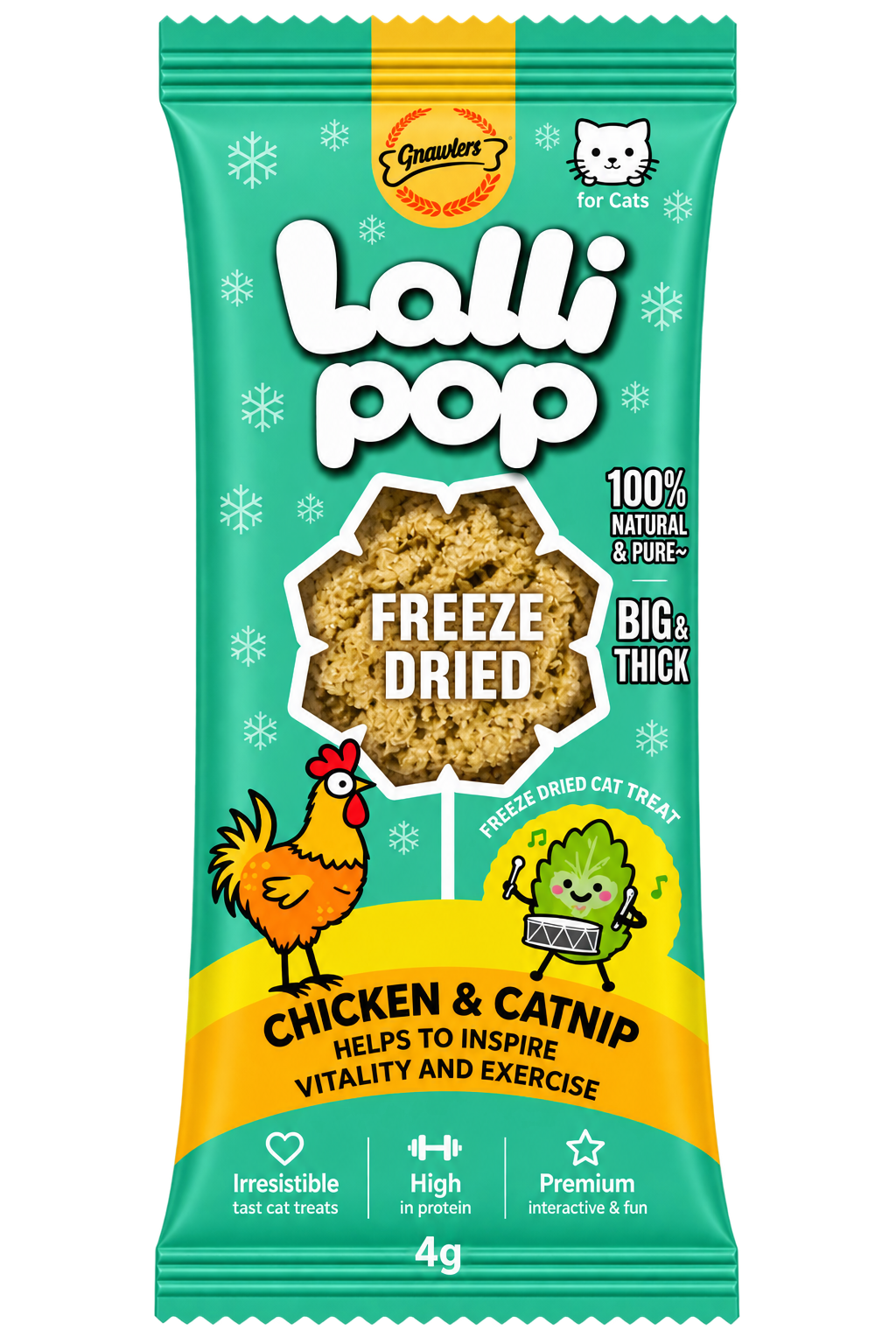 Gnawlers Tavuklu ve Catnipli Kedi Lolipop Ödülü 4 gr