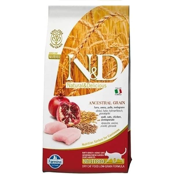 N&D Düşük Tahıllı Kısırlaştırılmış Kedi Maması Tavuklu Narlı 10 Kg