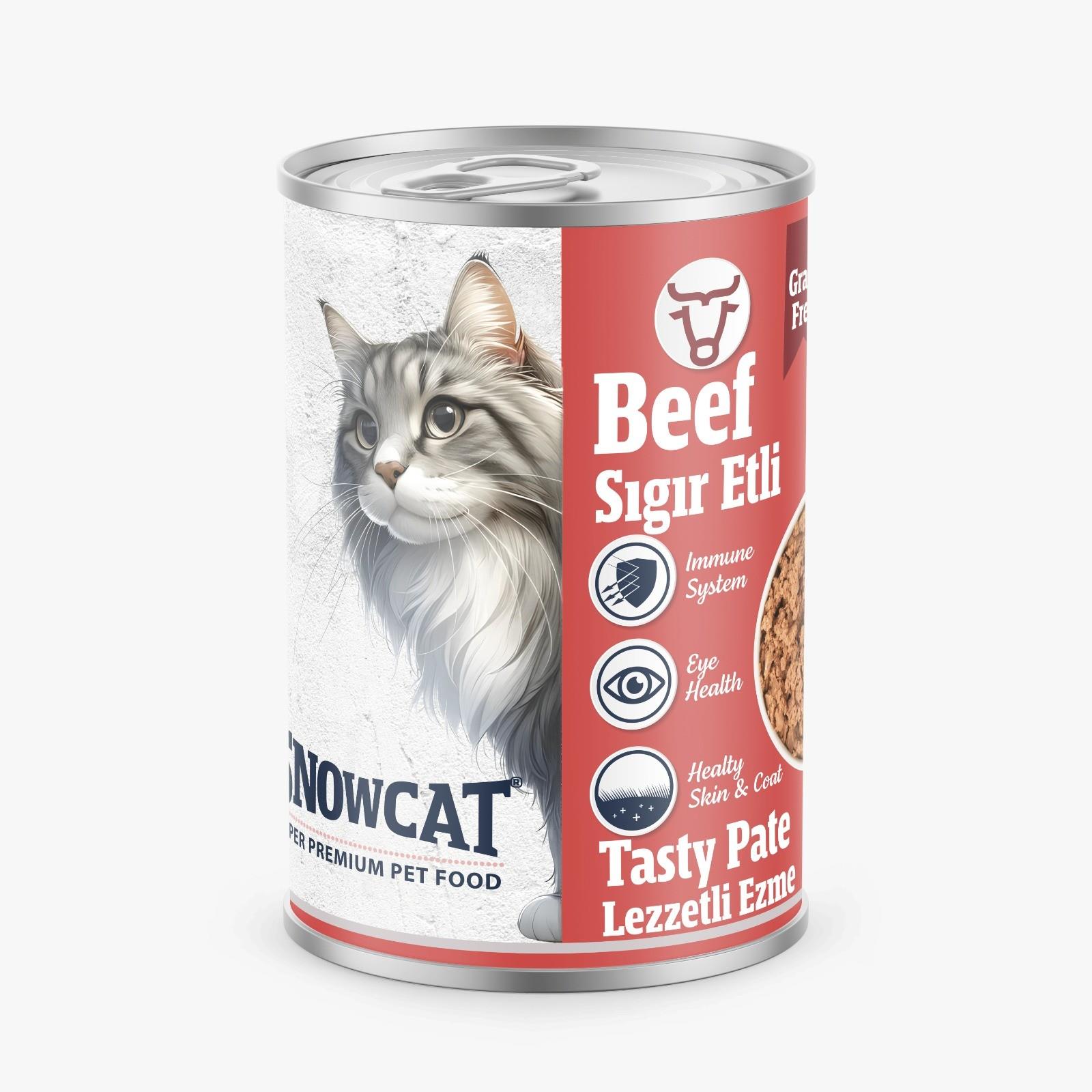 Snow Cat Premium Kıyılmış Sığır Etli Yetişkin Kedi Konservesi 400 Gr