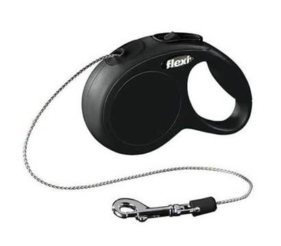 Flexi New Classic Otomatik İp Köpek Gezdirme Kayışı 5m-M-Siyah