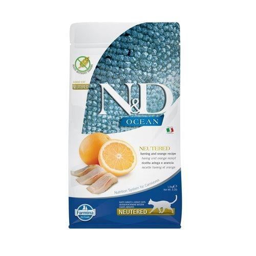 N&D Ocean Ringa Balıklı Portakallı Tahılsız Kısırlaştırılmış Kedi Maması 1,5 Kg