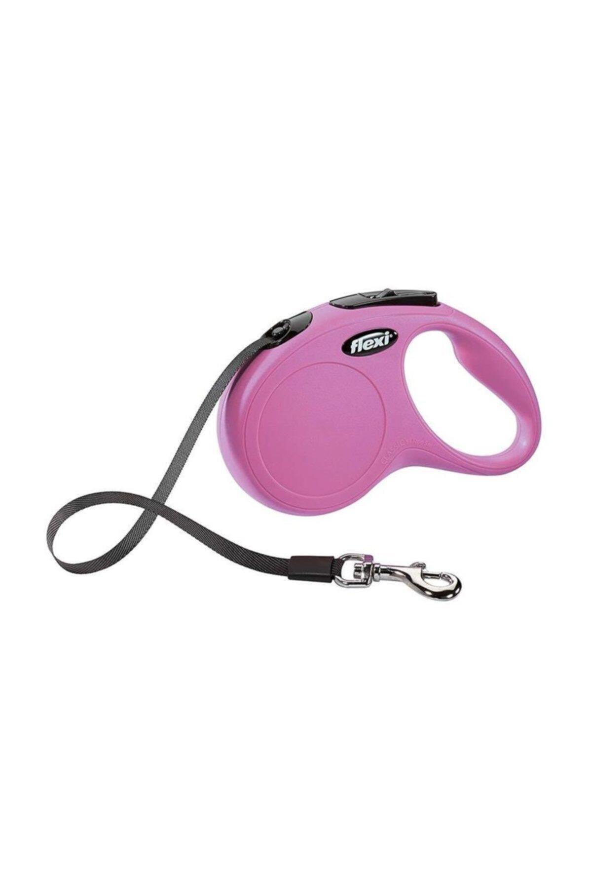 Flexi New Classic Otomatik Şerit Köpek Gezdirme Tasma M Pembe 5 mt