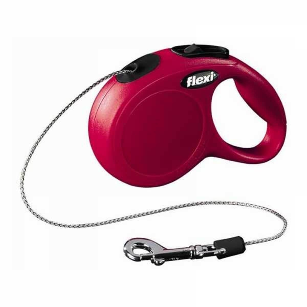 Flexi New Classic Otomatik İp Gezdirme Kayışı 5m-M-Kırmızı