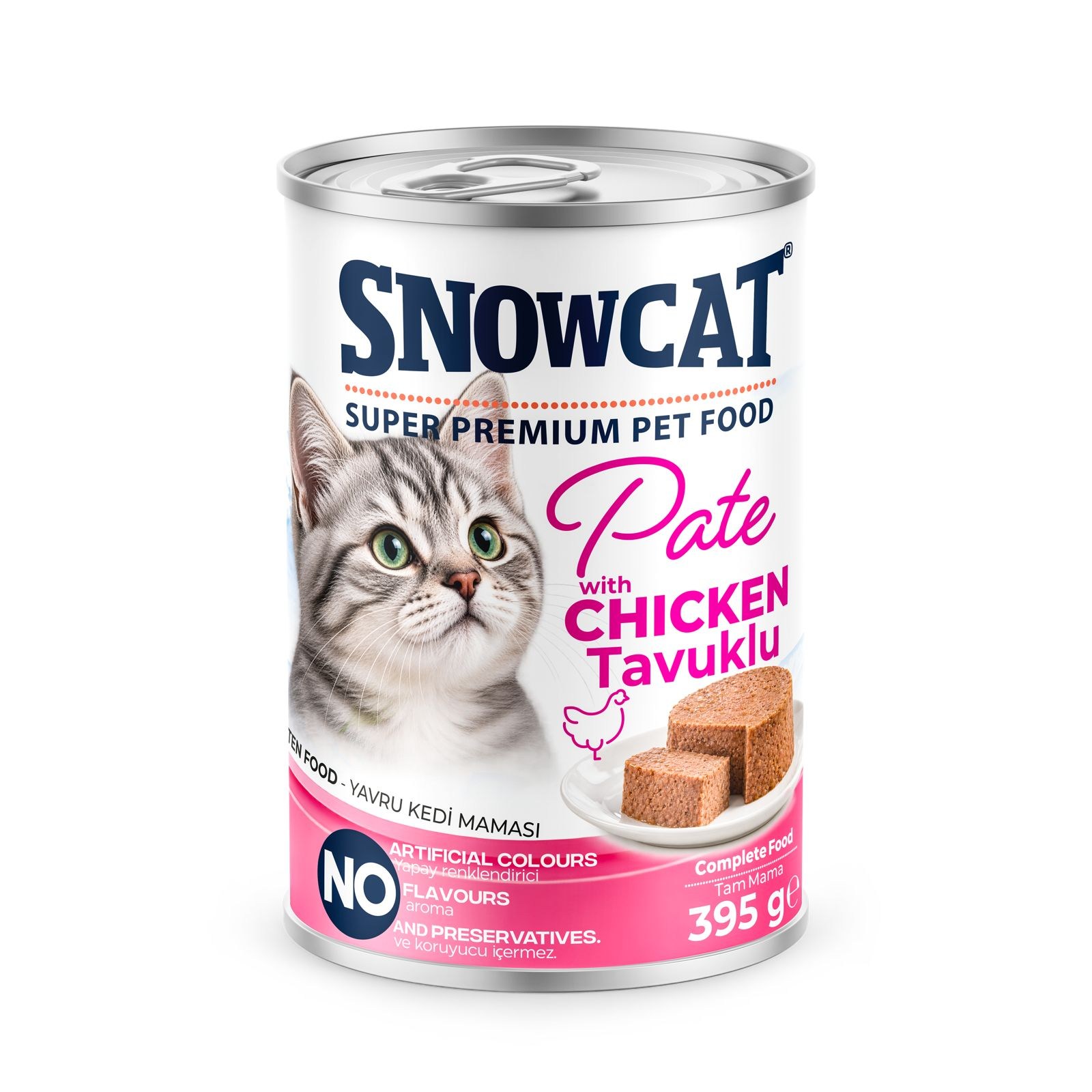 Snow Cat Premium Kıyılmış Tavuk Etli Yavru Kedi Konservesi 395 Gr