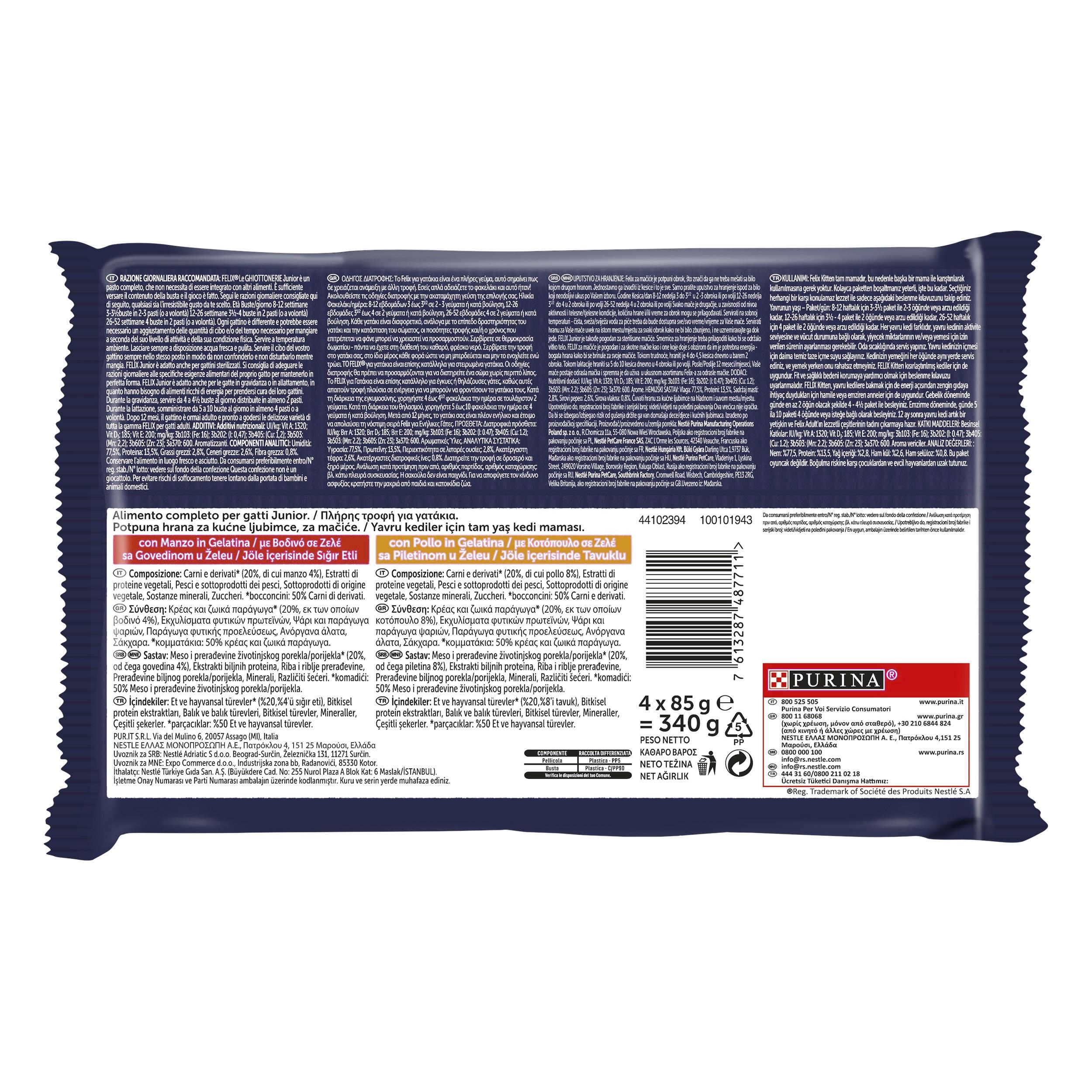 Felix Multi Yavru Yaş Kedi Maması Sığırlı Ve Tavuklu 85 Gr 4lü Paket