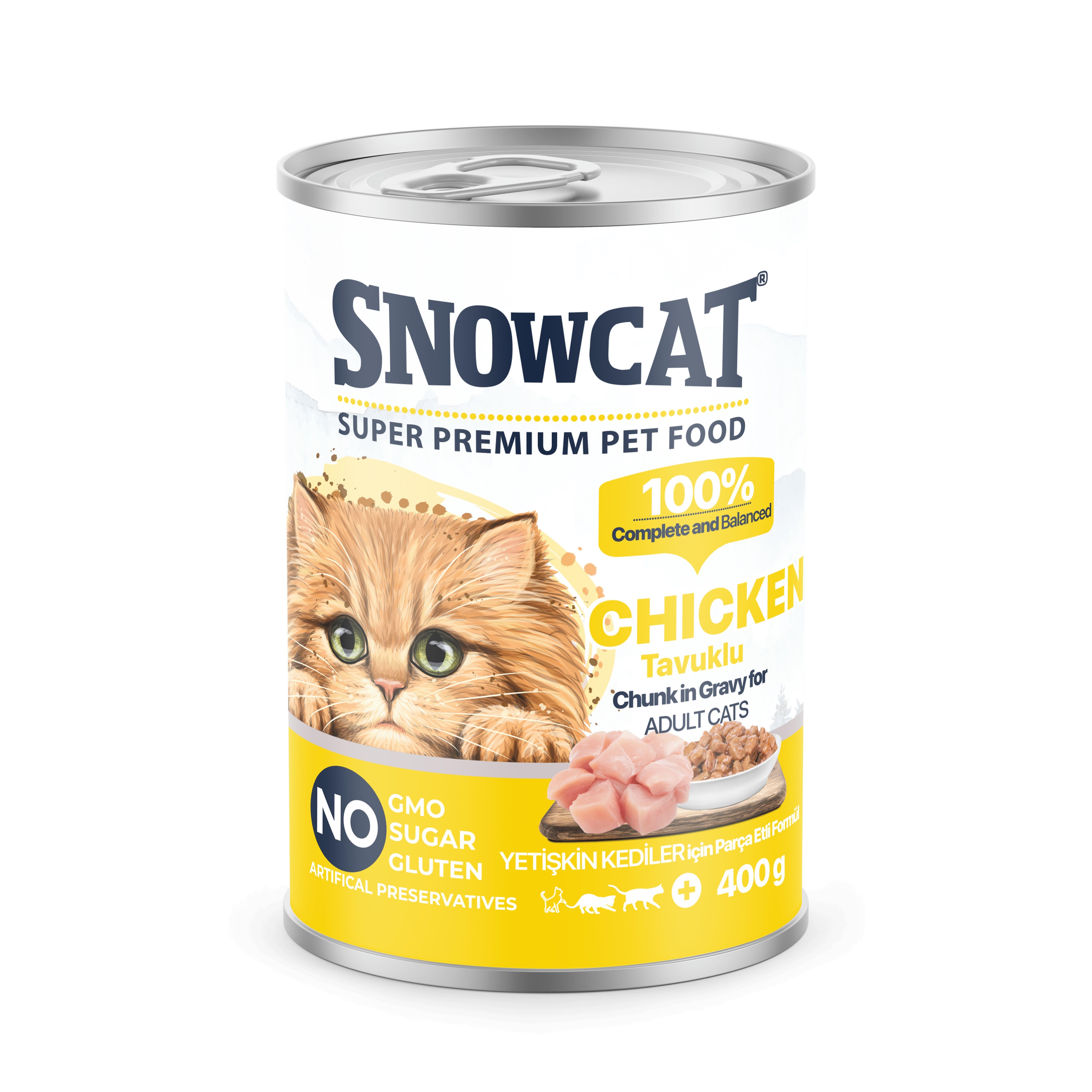 Snow Cat Premium Parça Etli Tavuklu Kedi Konservesi 400 Gr