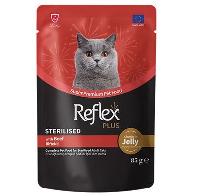 Reflex Plus Jöleli Kısırlaştırılmış Kedi Yaş Maması Biftekli 85 Gr