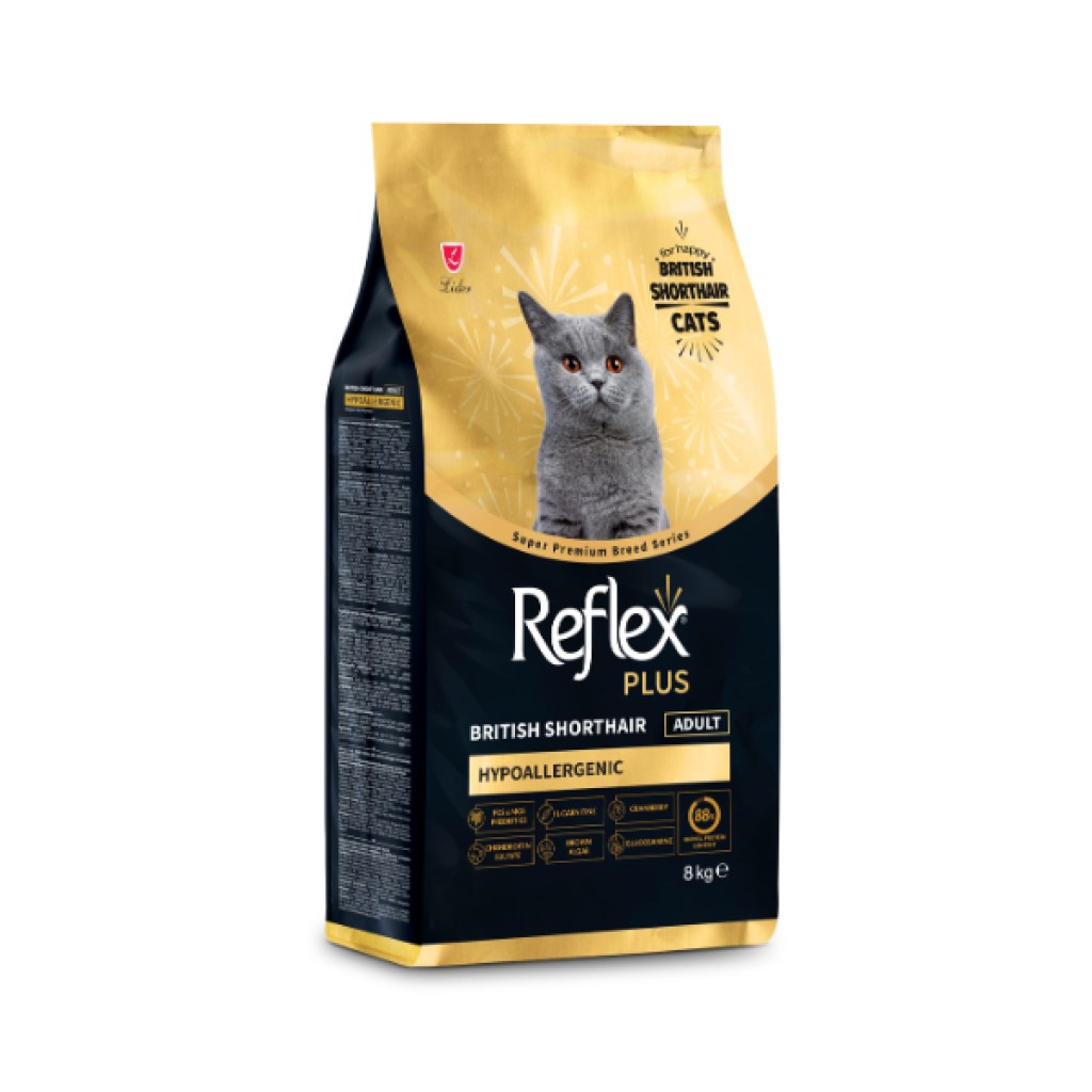 Reflex Plus Hipoalerjenik British Shorthair Yetişkin Kedi Maması 8 Kg