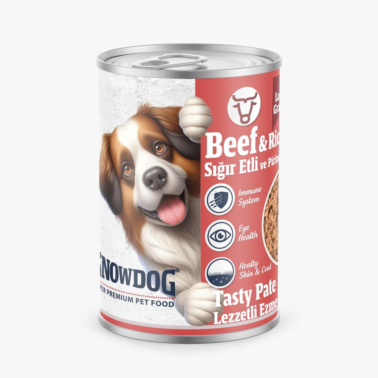 Snow Dog Premium Kıyılmış Sığırlı Yetişkin Köpek Konservesi 400 Gr