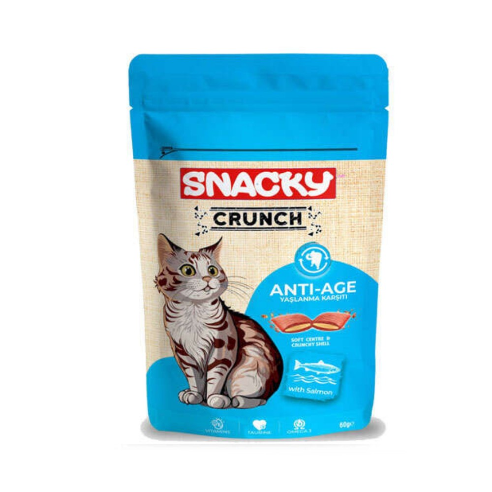 Snacky Kedi Crunch Ödül Anti-Age Somonlu 60gr