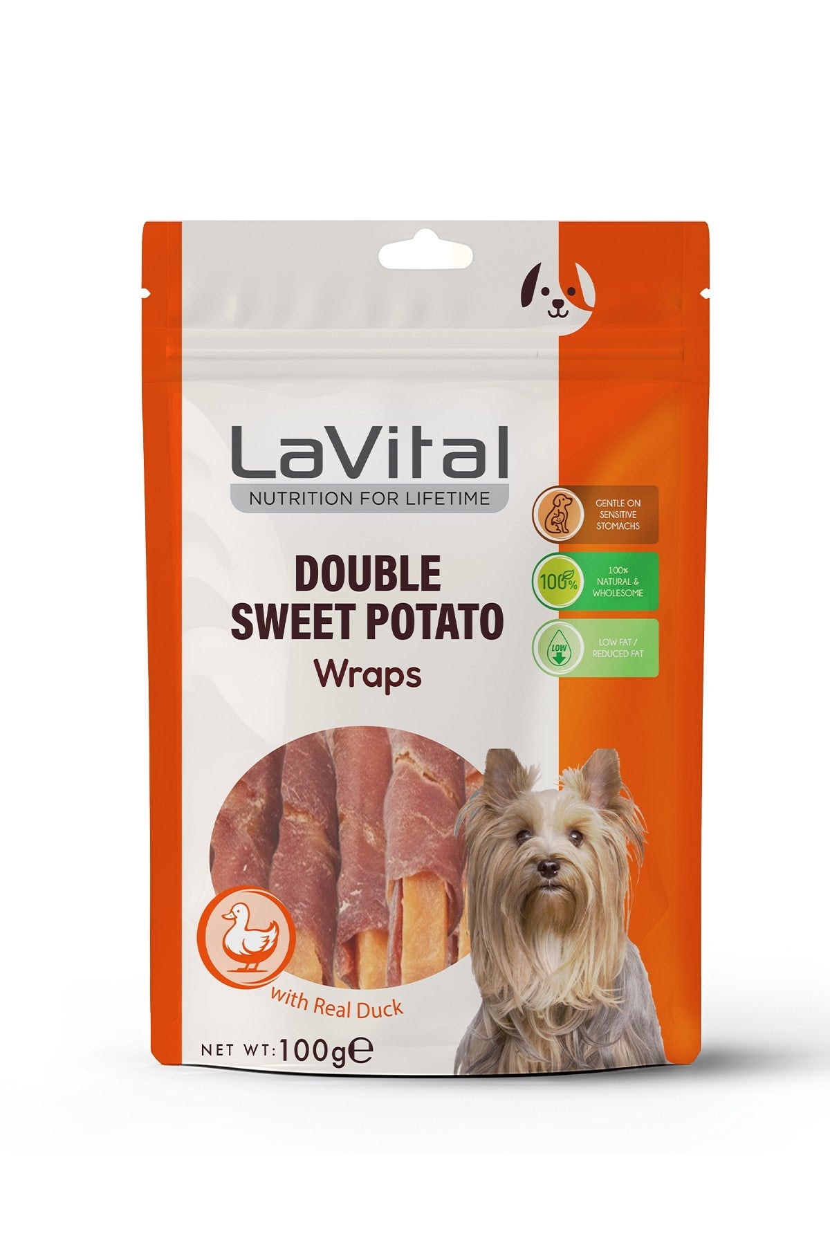 LaVital Ördek Eti Sarılı Tatlı Patates Çubuk Köpek Ödül Maması 100g