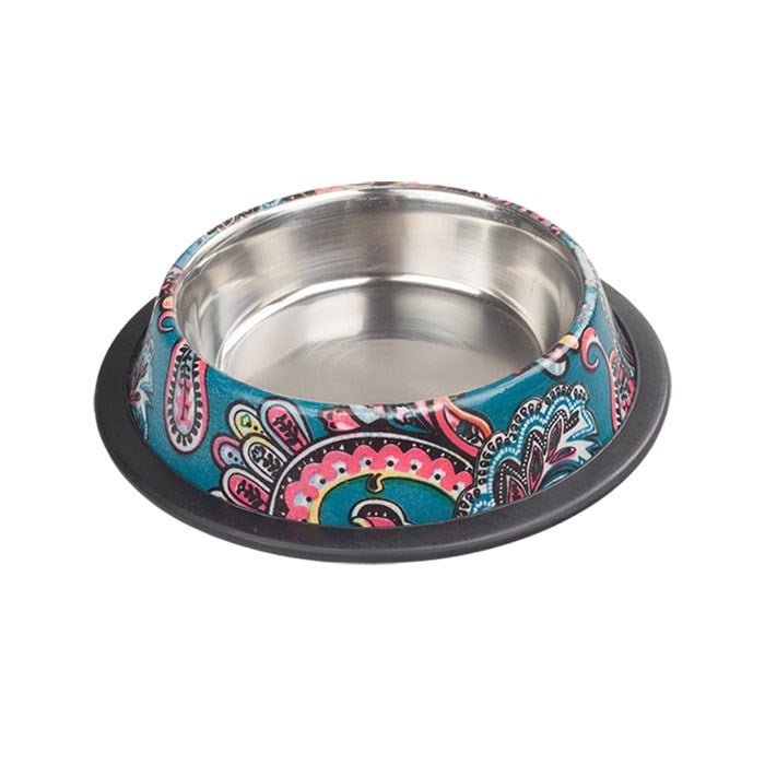 Oripet Hint Desenli Yeşil Mama Su Kabı 16 Oz