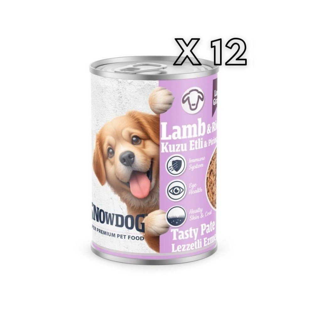 Snow Dog Premium Kıyılmış Kuzulu Yavru Köpek Konservesi 400 Gr 12li Paket