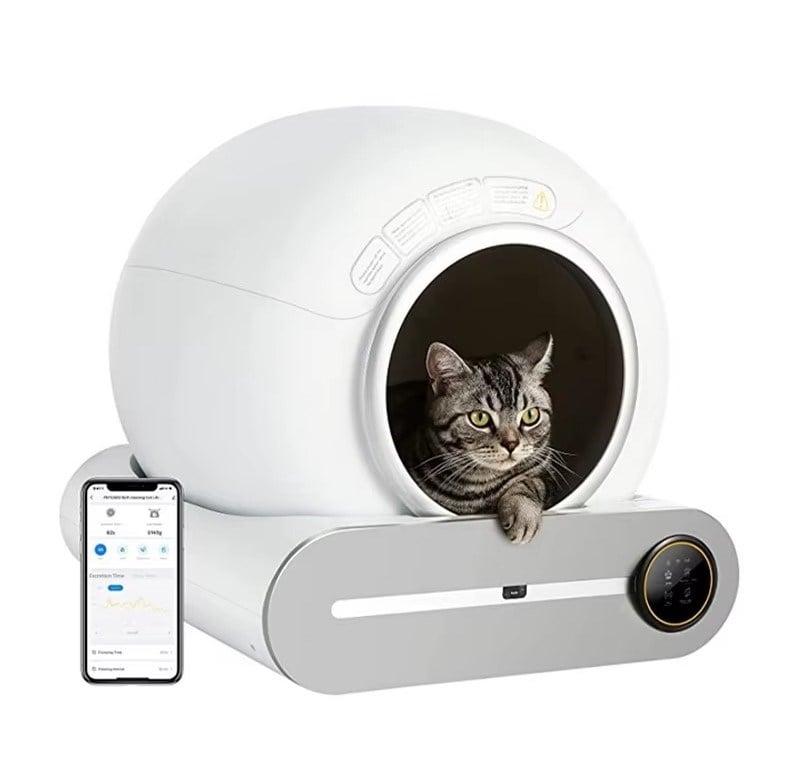 Elspet Otomatik Kedi Tuvaleti 65 Lt - Beyaz