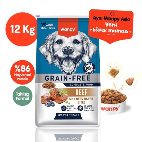 Wanpy Tahılsız Sığır Etli Yetişkin Köpek Maması 12 kg