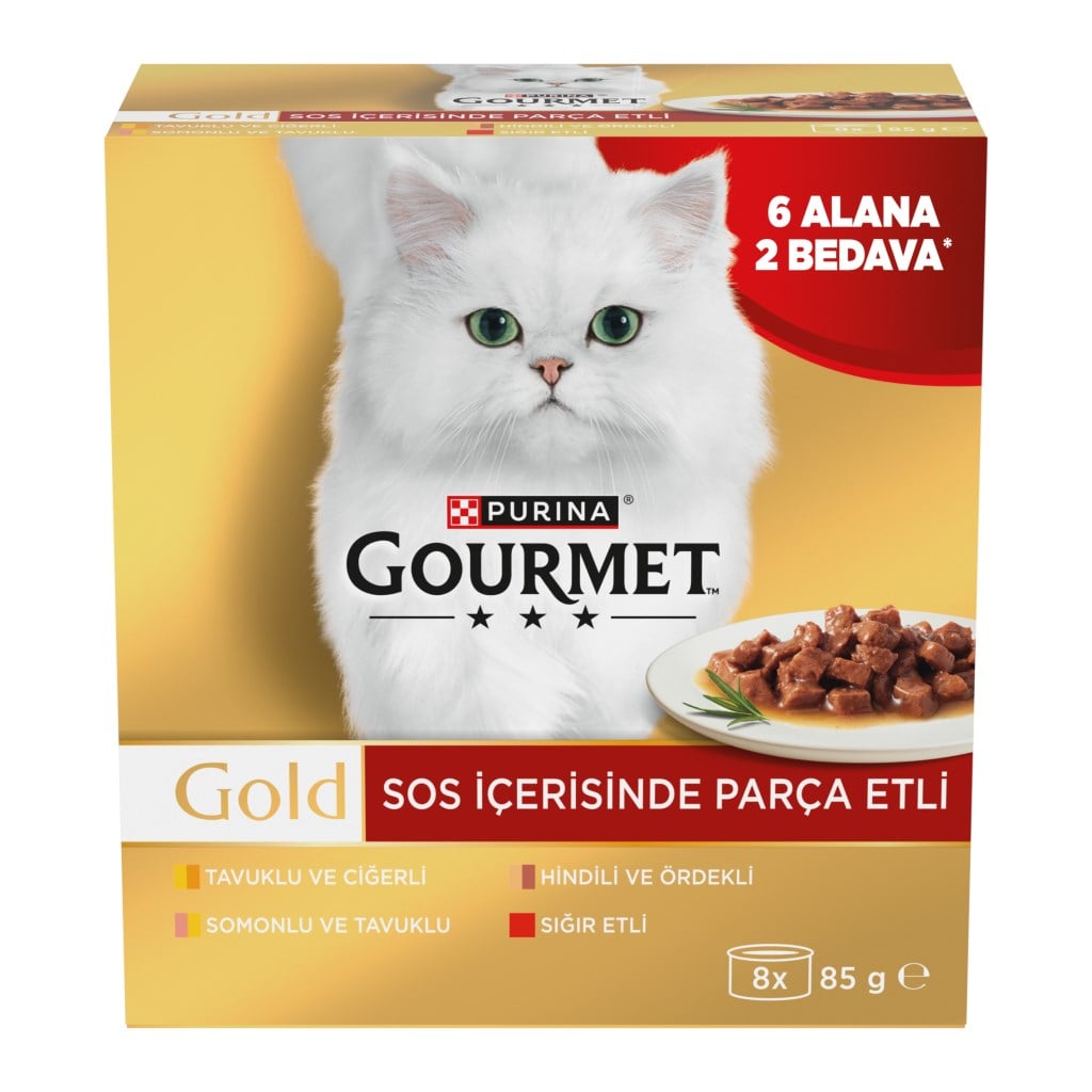 Gourmet Karışık Parça Etli Kedi Konservesi 8x85 Gr